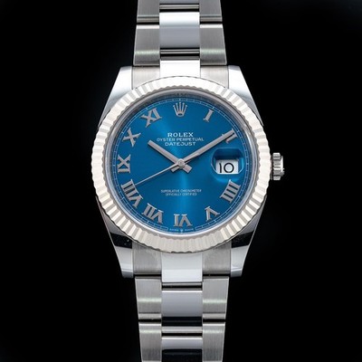 Rolex Datejust 41 M126334-0025 41mm White Rolesor Azzurro Blue Roman Dial Auto