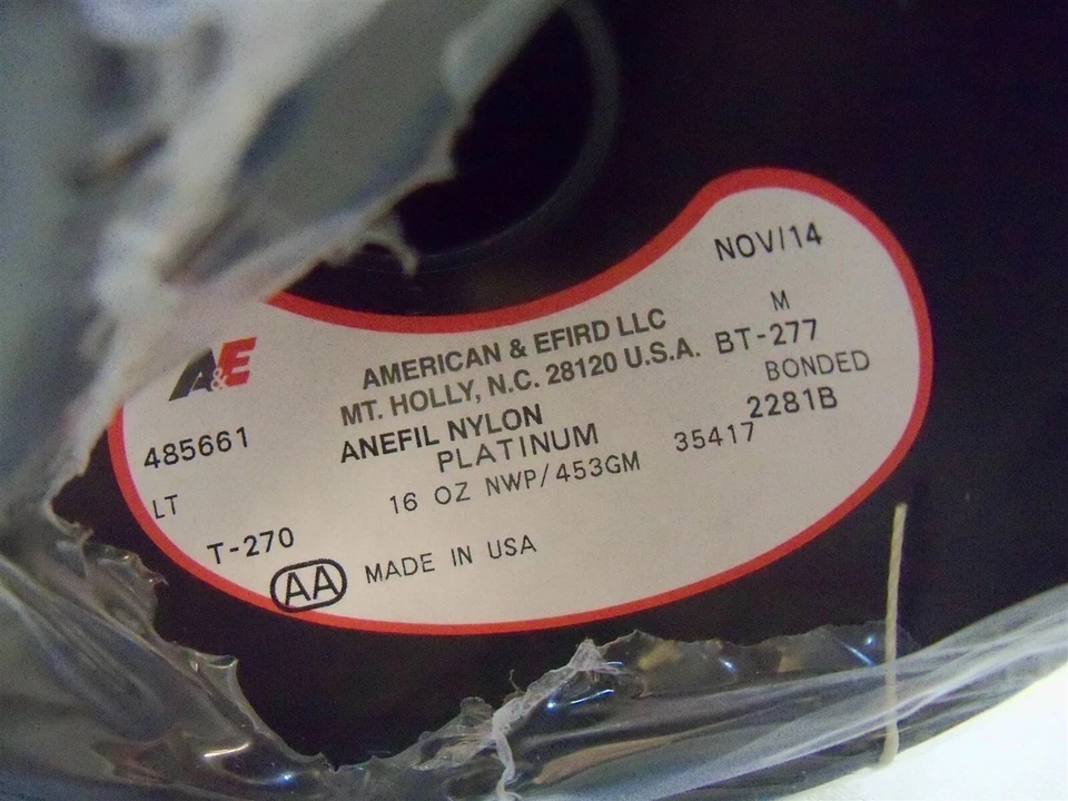 ANEFIL Nylon Sewing Thread Tex 270 Platinum A&E 16oz Spools Lot of 2 - Image 4 of 4