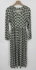 Kate Quinn Dress Womens Small Green Geometric Maxi Horse Soft Boho Pockets