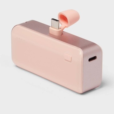 4200mAh Plug in Power Bank with USB-C Connector- Heyday  Peach: Rechargeable