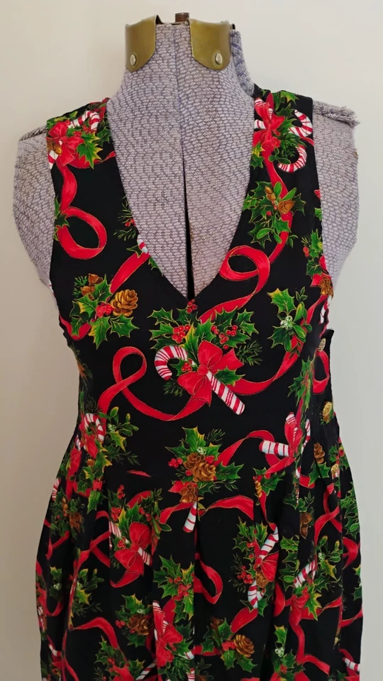 Pam's Kids девочки Рождество Pinafore джемпер платье плиссированные конфеты трости ленты M - Изображение 2 из 4