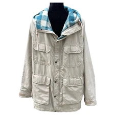 Vintage Mountain Trails Hiking Parka 90s Khaki Wool Blend Lined Jacket - Mens XL