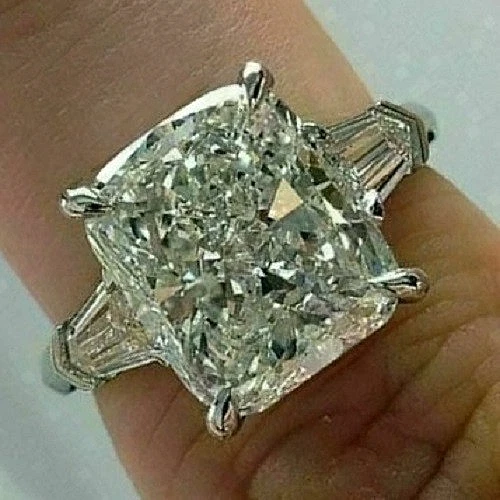 4.75Ct Cushion Cut VVS1 Lab Created Diamond Engagement 14K White Gold FN Ring - Image 4 of 4