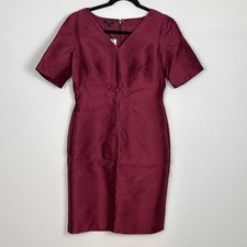 Talbots Womens Dress Size 6P Burgundy Wool Silk Blend Pockets