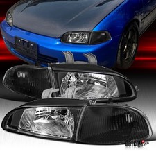 Fit 1992-1995 Honda Civic Eg Black Driving Headlightscorners Lamps Lights Pair Fit 1992-1995 Honda Civic Eg Black Driving Headlightscorners Lamps Lights Pair