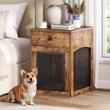 Dog Crate Furniture, Dog Kennel with Drawer and Charging Station, Indoor Deco...