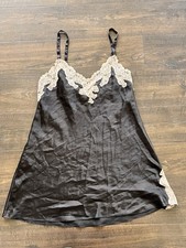 Jones New York Black Satin Lace Full Slip Adjustable Strap Medium