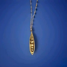 Vintage Mid Century Brutalist  Peas In A Pod Pendant 21" Silver Tone Necklace
