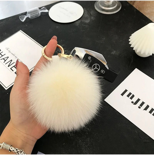 Llavero bolso colgante de piel de zorro real 2025 para mujer elegante bola mullida coche llavero pompones - Imagen 13 de 43