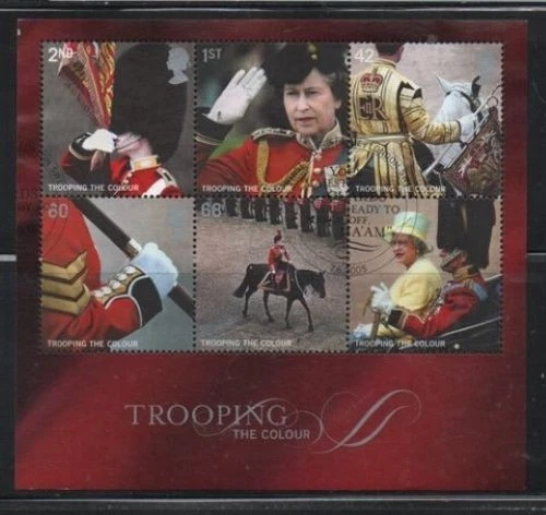 # NEW GB 2005 MS 2546 Trooping The Colour, FDC cancellations - used off paper