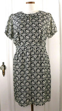 NWT J. CREW Retail $198 SILK CHIFFON RIBBON BOW DRESS BLACK & WHITE Size 12