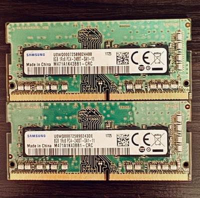 Set of 2x Samsung 8GB DDR4 2400MHz PC4-2400T SO-DIMM Laptop RAM M471A1K43BB1-CRC