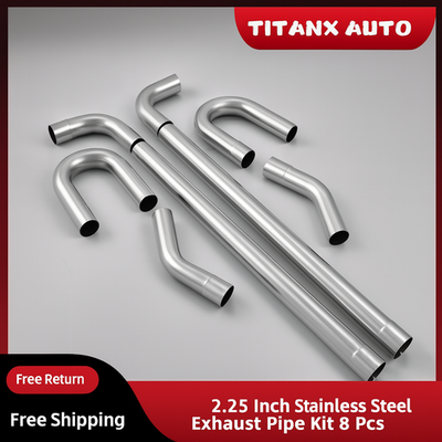 #ad 2.25quot; OD T304 Stainless Steel Exhaust Pipe Kit 8PCS Tubing Mandrel Bend Straight $75.99