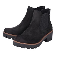 Rieker Womens Amalia 65 Chelsea Ankle Boots EU 40 US 8.5 Black Vegan Suede NIB