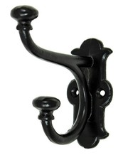 New Heavy Duty Black Cast Iron Double Harness Wall Hook Hat Coat Purse Robe