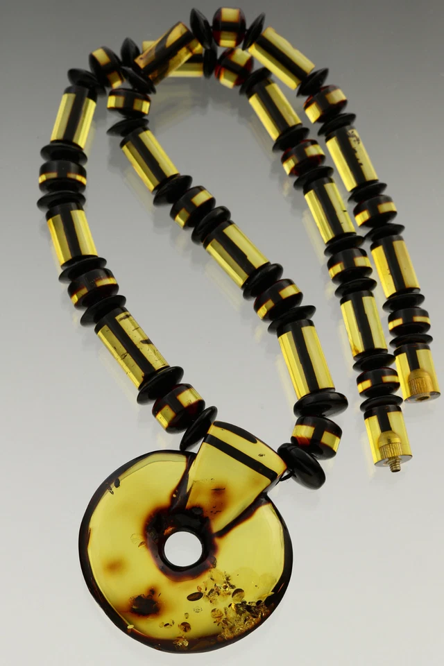 Colar Gargantilha Pingente ÂMBAR BÁLTICO Genuíno Contas Verdes DONUT 38,4g 181106-5 - Imagem 3 de 4