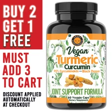 Turmeric Curcumin 95% Vegan with Black Pepper, Joint Support Angry Supplements 