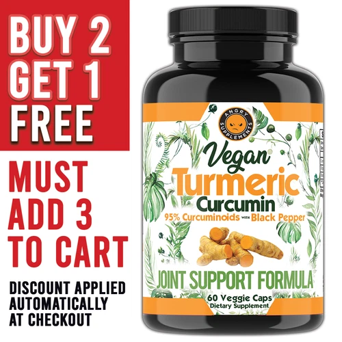 Turmeric Curcumin 95% Vegan with Black Pepper, Joint Support Angry Supplements 