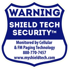 Warning Shield Tech Security  | Laminated Vinyl Decal Sticker Label