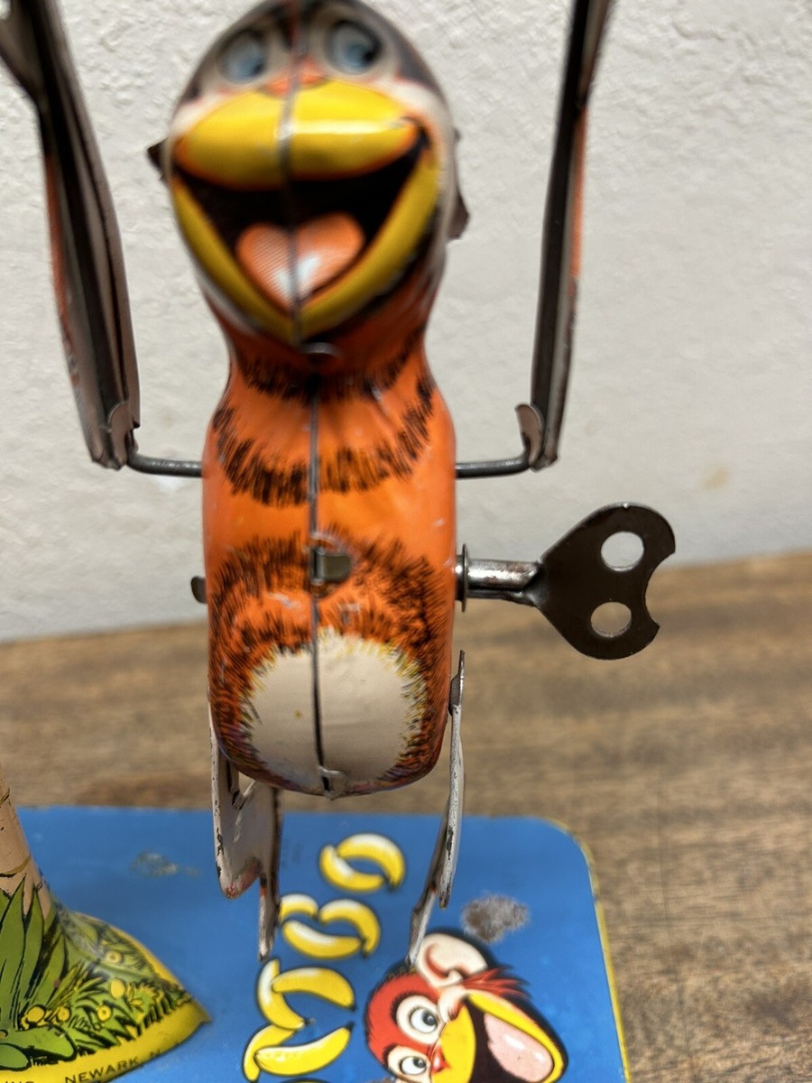 40s BOMBO サーカスモンキー ブリキのおもちゃ USA製 Vintage 1940's Bombo Tin Wind-up Monkey Toy with Key