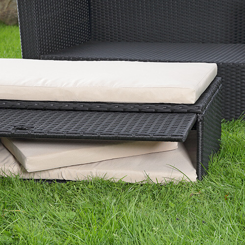 Gartensofa Gartenmöbel Lounge Poly Rattan Braun Grau Polster Sofa Garten Tisch - Bild 8 von 13