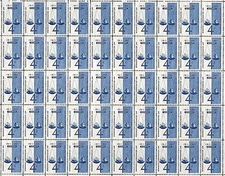 1961 - WISCONSIN WORKMAN'S COMP -#1186 Full Sheet of 50 Vintage Postage Stamps