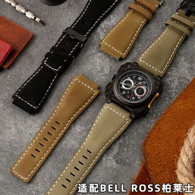 Herren Echtleder Uhrenarmband passend für Bell-Ross BR01 BR03 Serie Uhrenarmband