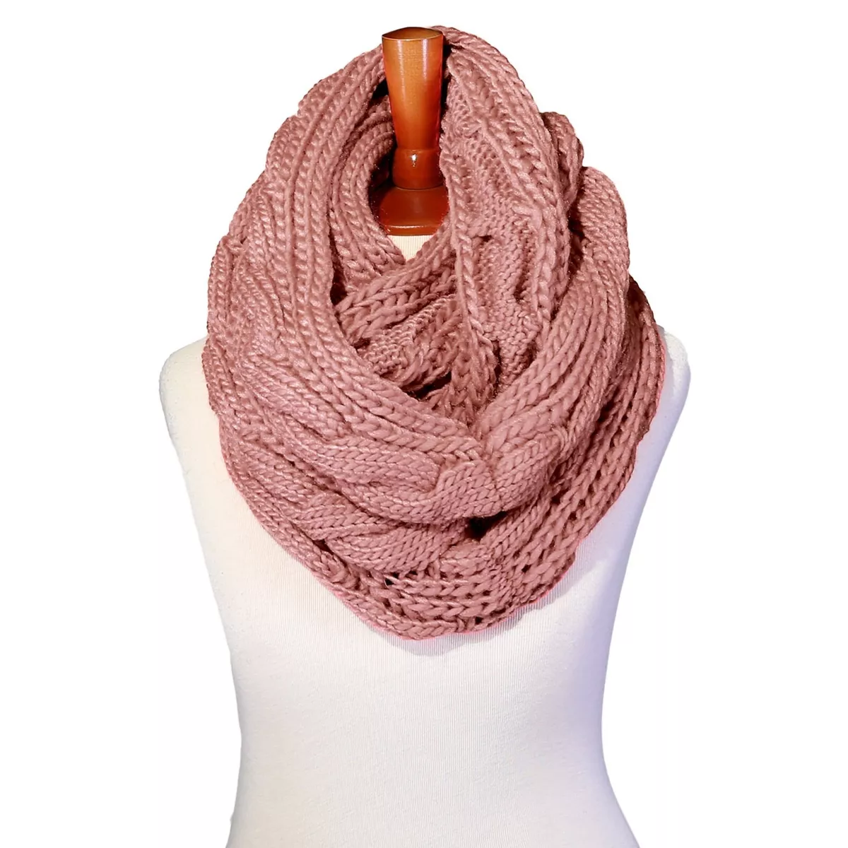 BASICO Warm Knit Winter Scarfs for Women Coral Infinity Scarf