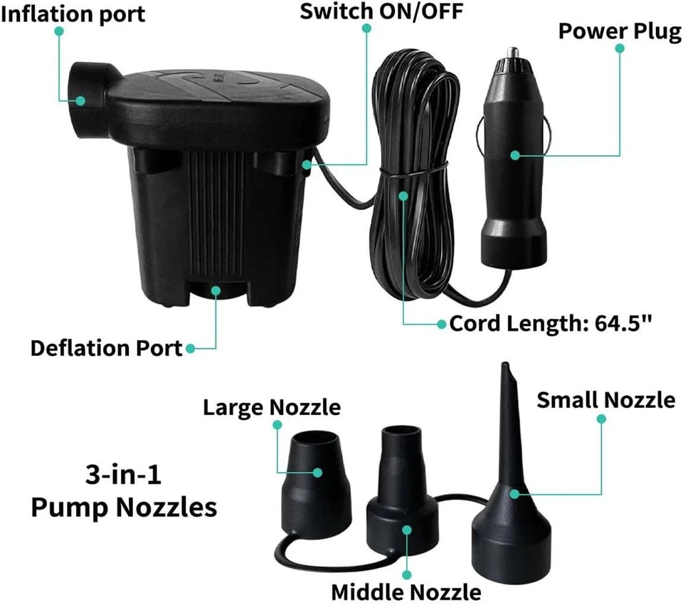 Colchón de aire Canodoky SUV, colchón inflable completo para coche, negro Foto 4 de 4