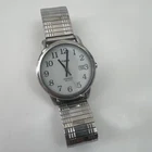 VINTAGE TIMEX EASY READER INDIGLO WR 30M DATE SILVER TONE WATCH STRETCH BAND