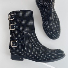Laurence Dacade Black Gold Studded Rick Moto Boots Size 37/6.5-7