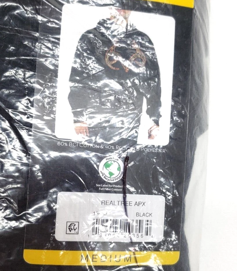 Realtree APX Men’s Graphic Hoodie Size Medium Black Camouflage NWT - Image 2 of 4