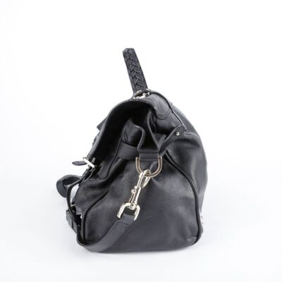 薩摩虎　NＴ-111 Mulberry Oversized Black Leather Travel Tote and Shoulder
