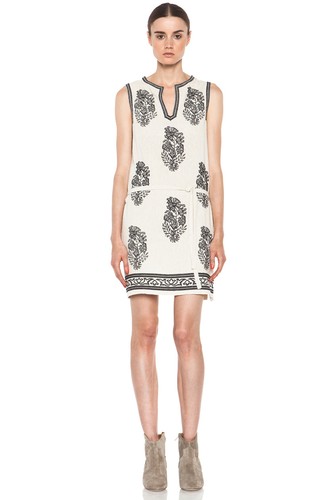 $535 ISABEL MARANT ETOILE "Dita " Silk Noil Dress SZ 42 Embroidered RARE! - Picture 2 of 9