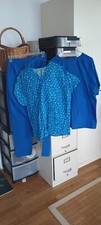 NSG UNIFORM 3 PC SET, BLUE PANTS  TOP  FLORAL TOP SZ. LRG UNIFORM CITY  SCRUB