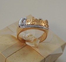 NAME RING PERSONALIZED STERLING SILVER ANY NAME ROUND FACE 18K GOLD PLATED USA