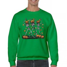 Halloween Skeletons Jack-o-Lantern Dance Sweatshirt Fun Pumpkin Skull Crewneck