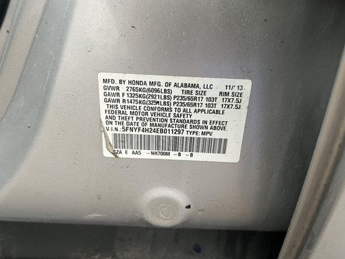 Wheel 17x7-1/2 Steel 5 Spoke Silver Fits 09-15 PILOT 199413 - Picture 9 of 12