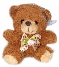 Fluffy Fur Teddy Bear Plush Toy Keychain - Stuffed Animal Doll Tag Lucky Charm