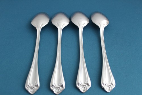 4 Place Oval Soup Spoons Reed & Barton ROSELAND 18/8 Stainless Korea 6 3/4" - Picture 4 of 5