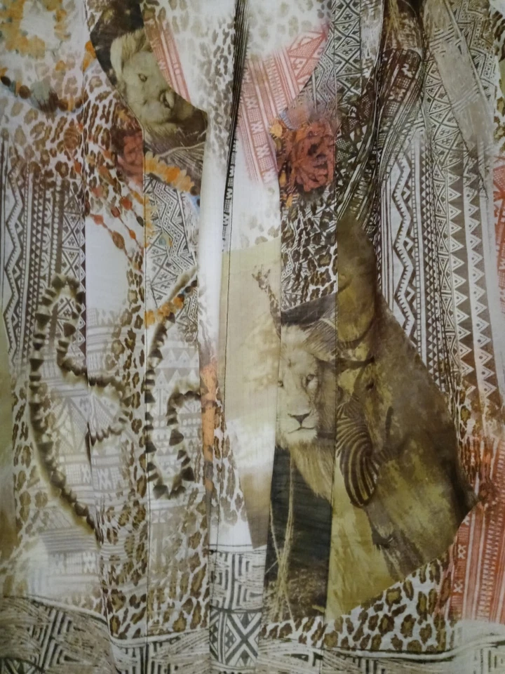 Top Travelsmith L Frente Abierto Animal Sedoso Safari Selva Cebra León Conjunto Topper Foto 2 de 4