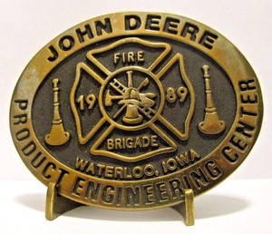 1989 John Deere Waterloo FIRE BRIGADE Product Engineering Center Belt Buckle #17