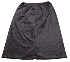 Vintage Sliperfection Half Slip Medium Black Elastic waist back slit lace