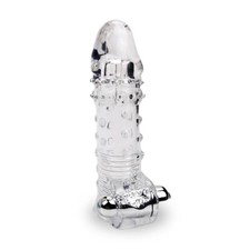 Vibrating Penis Extension Extender Sleeve Cock Ring Enlarger Couple Men Sex Toys