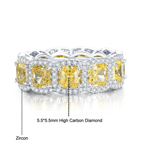 Yellow Lab created Diamond Full Eternity Band Ring Wedding 18K White Gold Plated - Bild 13 von 17