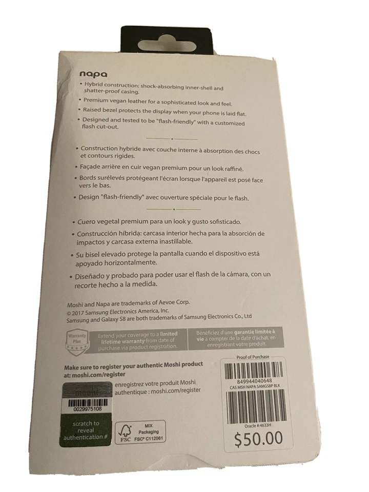 New Moshi Napa Premium Leather Case For Samsung S8+ Plus (Black) - Image 2 of 4