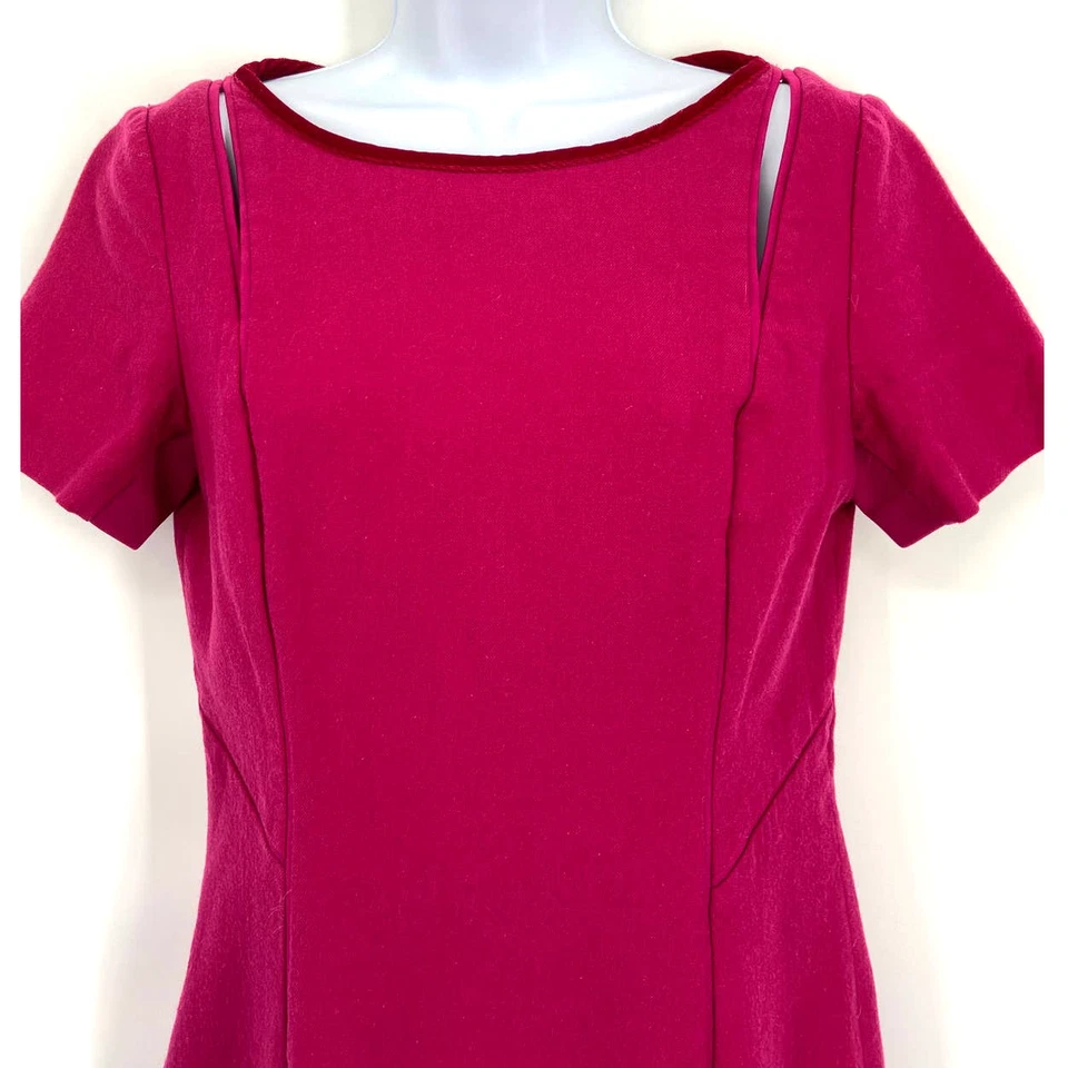 Elie Tahari Women Pink Jonas Cutout Short Sleeve Wool Sheath Dress Size 6 - Image 4 of 4