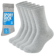 5-20 Pairs Grey Men's Cotton Rich Thick Cushion Sole Sport Work Socks Size 6-11