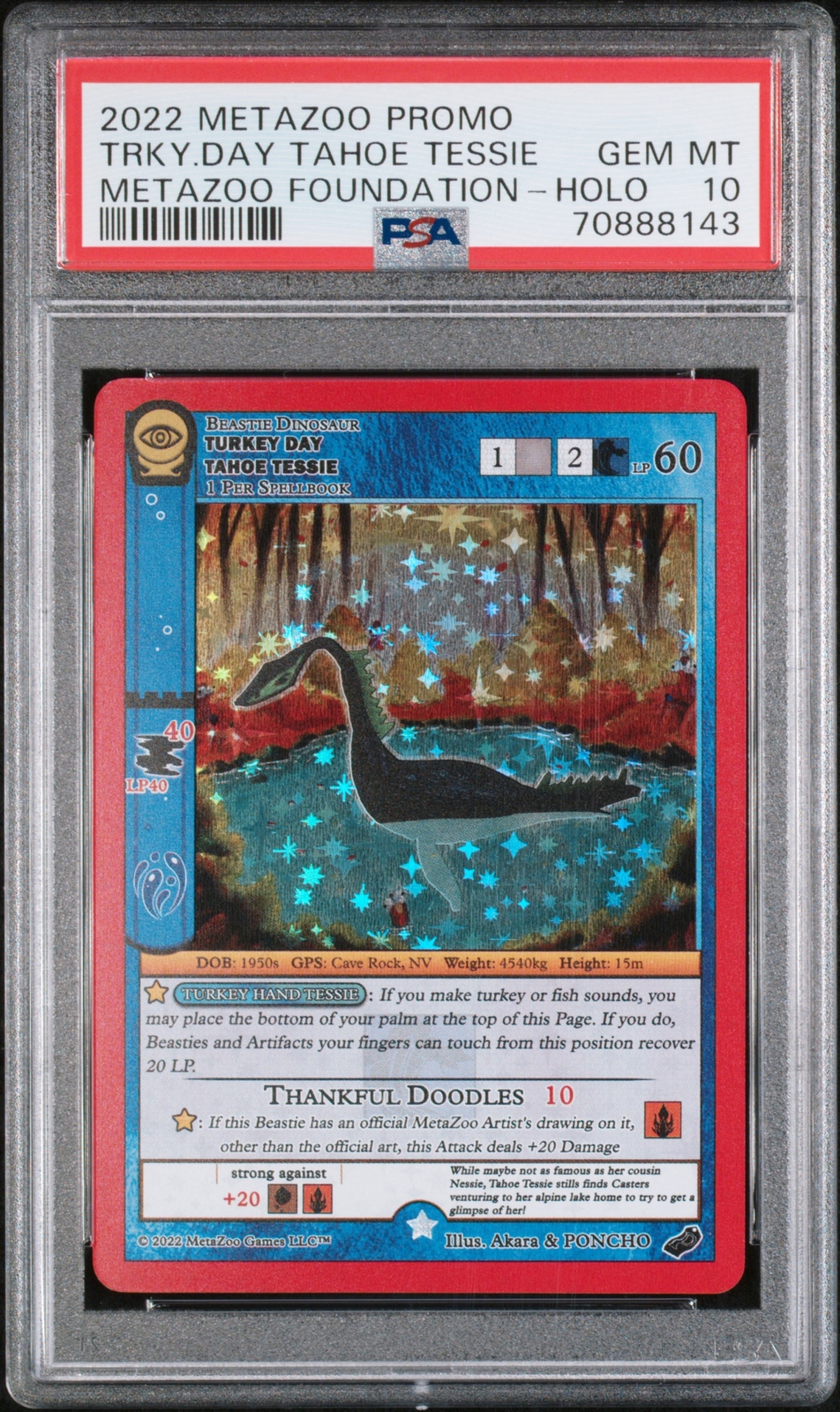 2022 METAZOO PROMO METAZOO FOUNDATION TURKEY DAY TAHOE TESSIE-HOLO PSA 10