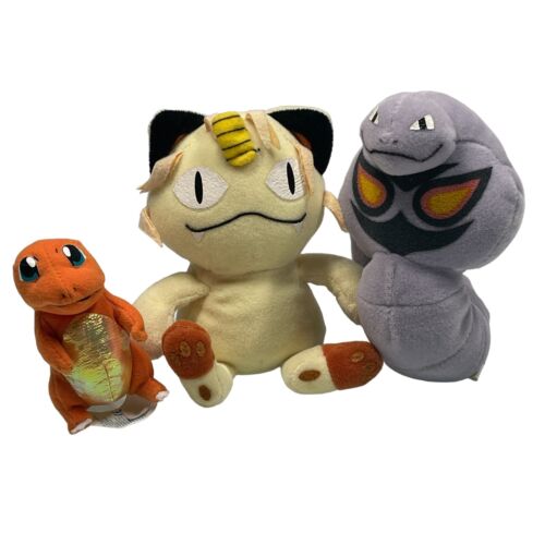 Vintage Nintendo Pokémon 90s Beanie Plush Meowth Arbok + Applause Charmander - Picture 2 of 24